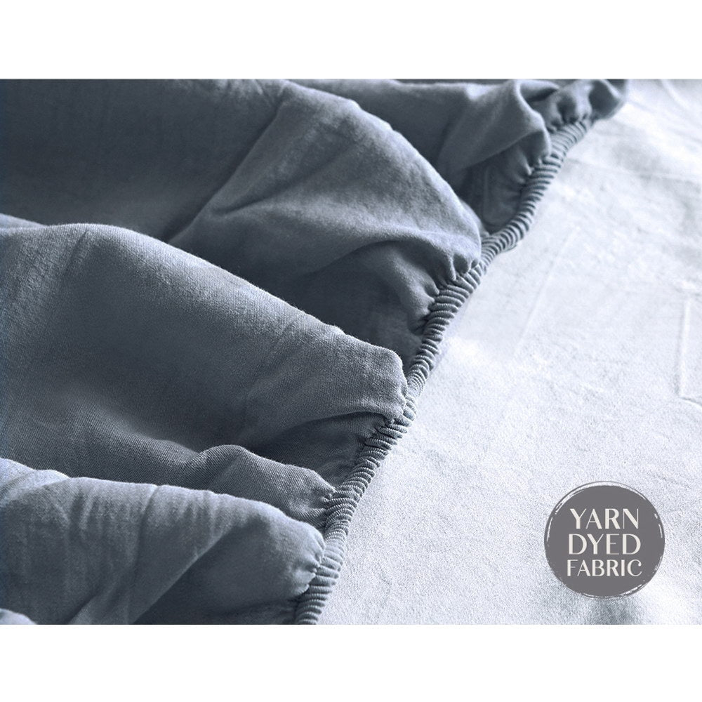 Sheet Set Cotton Sheets Single Blue Dark Grey Quilt Cover Fast shipping On sale