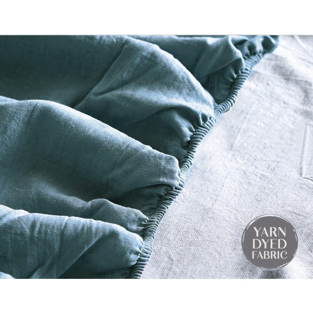 Sheet Set Cotton Sheets Single Blue Dark Quilt Cover Fast shipping On sale
