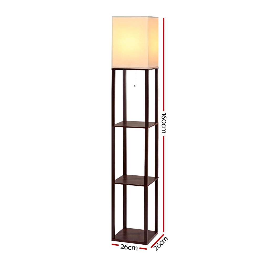 Shelf Floor Lamp Vintage Wood Reading Light Storage Organizer Home Office Fast shipping On sale