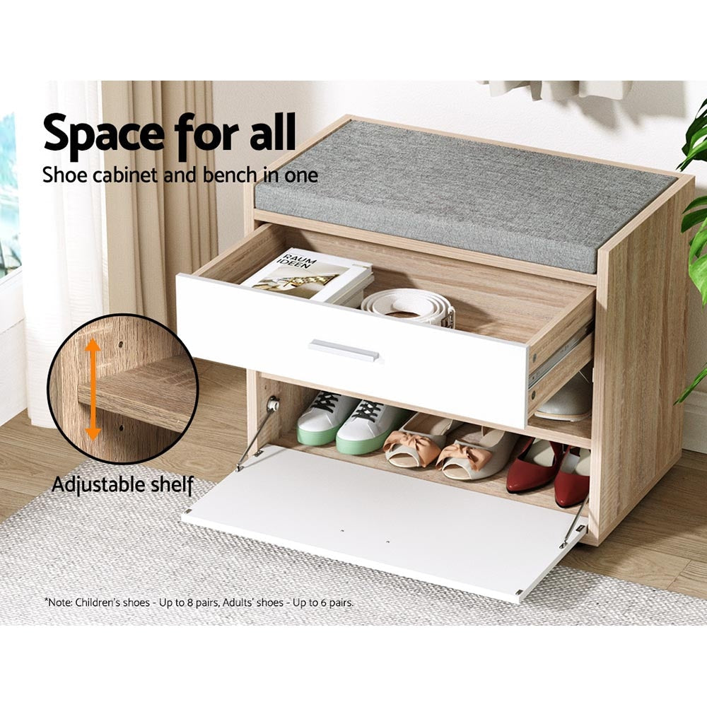 Shoe Cabinet Bench Shoes Storage Organiser Rack Fabric Seat Wooden Cupboard Up to 8 pairs Fast shipping On sale