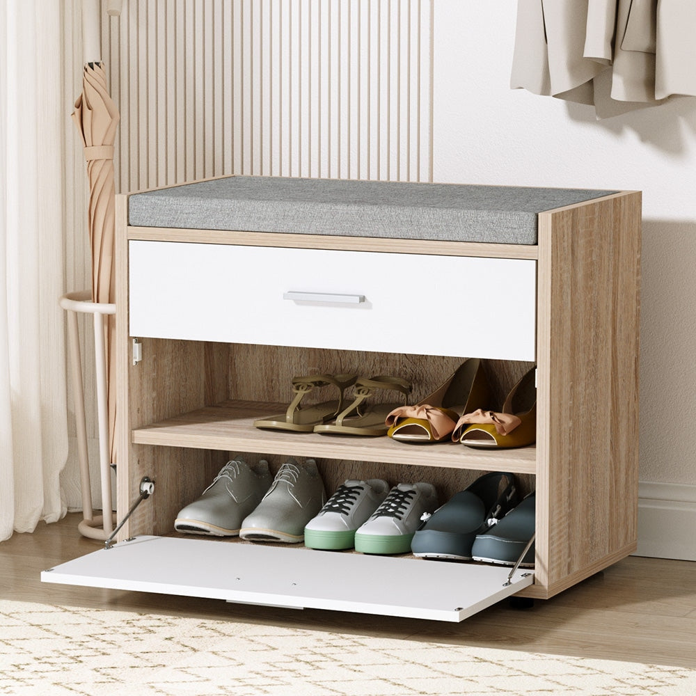 Shoe Cabinet Bench Shoes Storage Organiser Rack Fabric Seat Wooden Cupboard Up to 8 pairs Fast shipping On sale