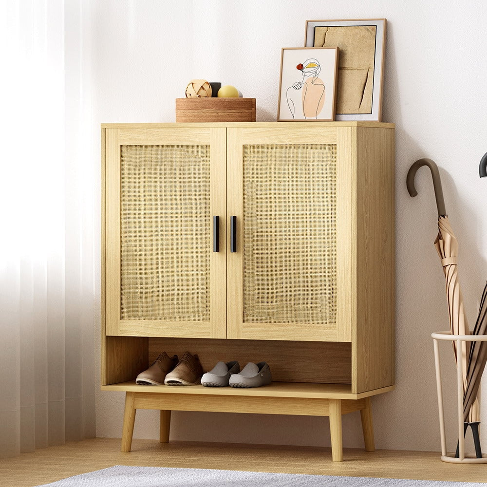 Shoe Cabinet Rattan Shoes Storage Rack Organiser Wooden Cupboard Shelf Fast shipping On sale