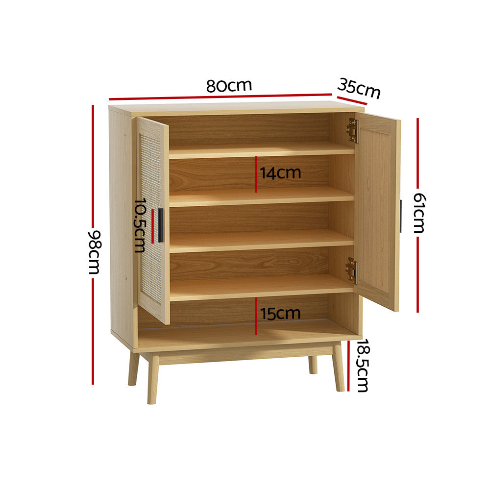 Shoe Cabinet Rattan Shoes Storage Rack Organiser Wooden Cupboard Shelf Fast shipping On sale