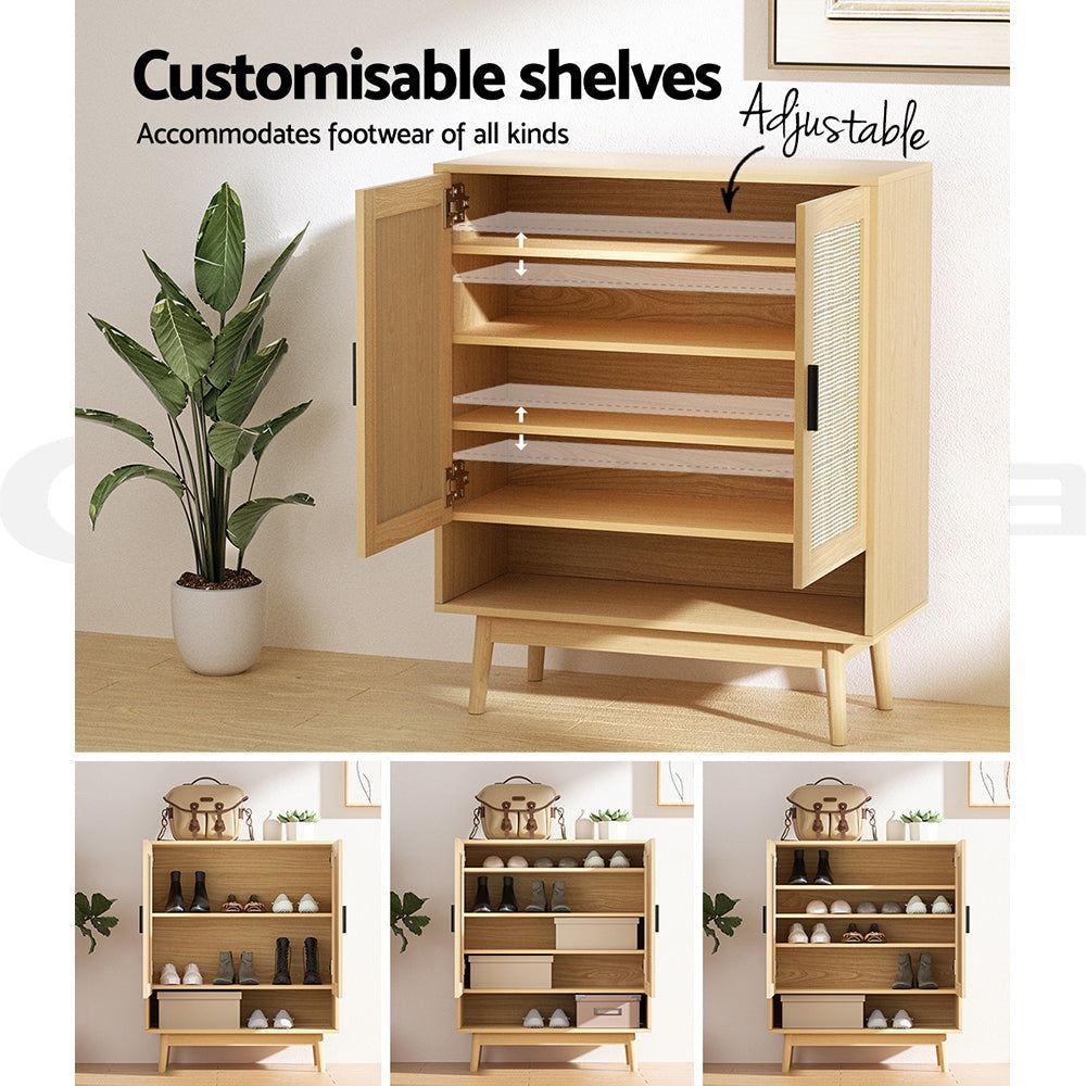 Shoe Cabinet Rattan Shoes Storage Rack Organiser Wooden Cupboard Shelf Fast shipping On sale