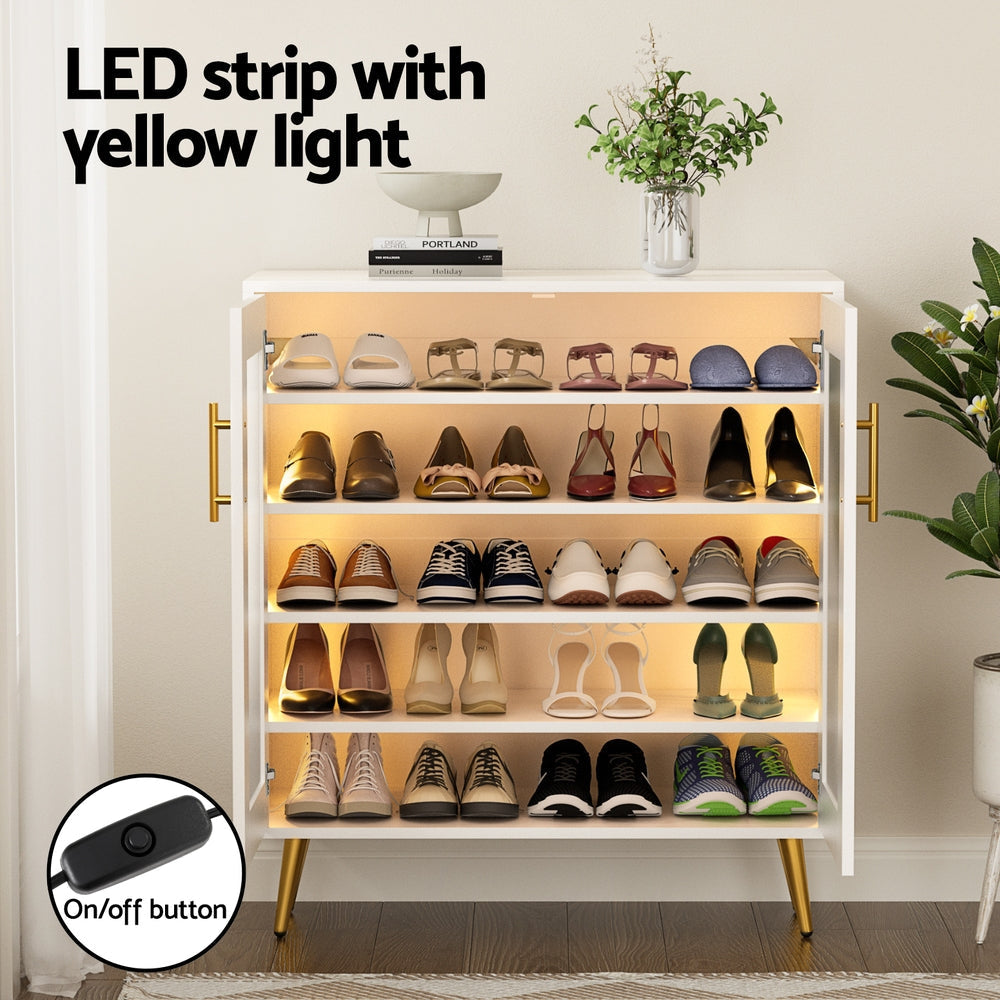 Shoe Rack 5-tier 20 Pairs Storage LED Light Cabinet Fast shipping On sale