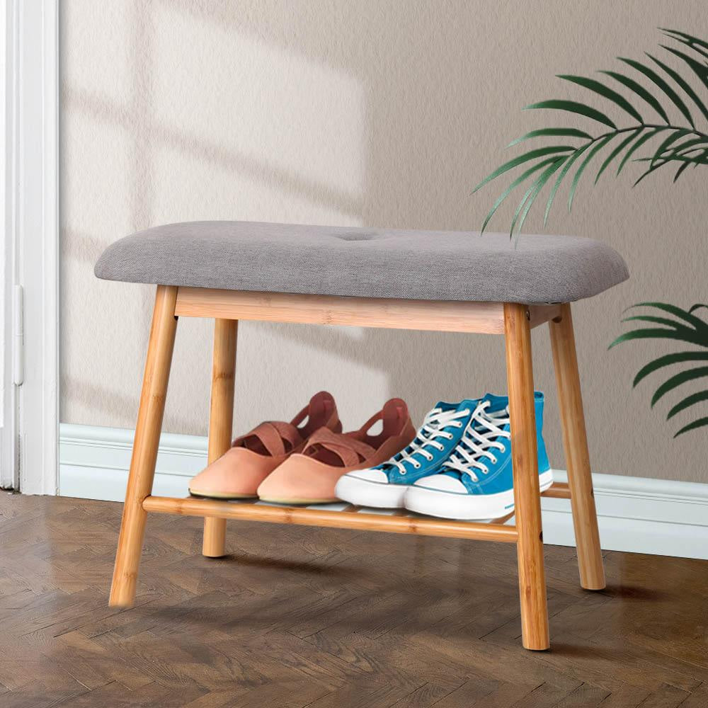 Shoe Rack Seat Bench Chair Shelf Organisers Bamboo Grey Cabinet Fast shipping On sale
