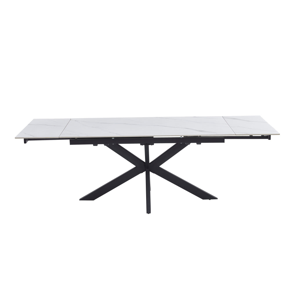 Simeon Rectangular Extension Kitchen Dining Table 160-240cm Snow White Ceramic Fast shipping On sale