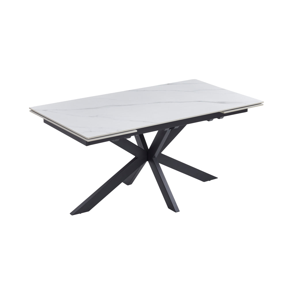 Simeon Rectangular Extension Kitchen Dining Table 160-240cm Snow White Ceramic Fast shipping On sale