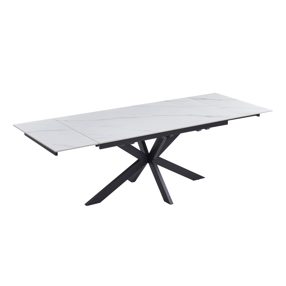 Simeon Rectangular Extension Kitchen Dining Table 160-240cm Snow White Ceramic Fast shipping On sale