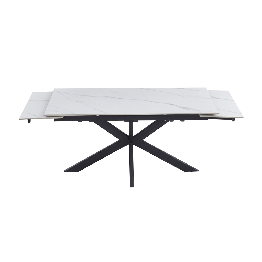 Simeon Rectangular Extension Kitchen Dining Table 160-240cm Snow White Ceramic Fast shipping On sale