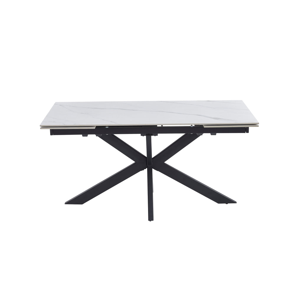 Simeon Rectangular Extension Kitchen Dining Table 160-240cm Snow White Ceramic Fast shipping On sale