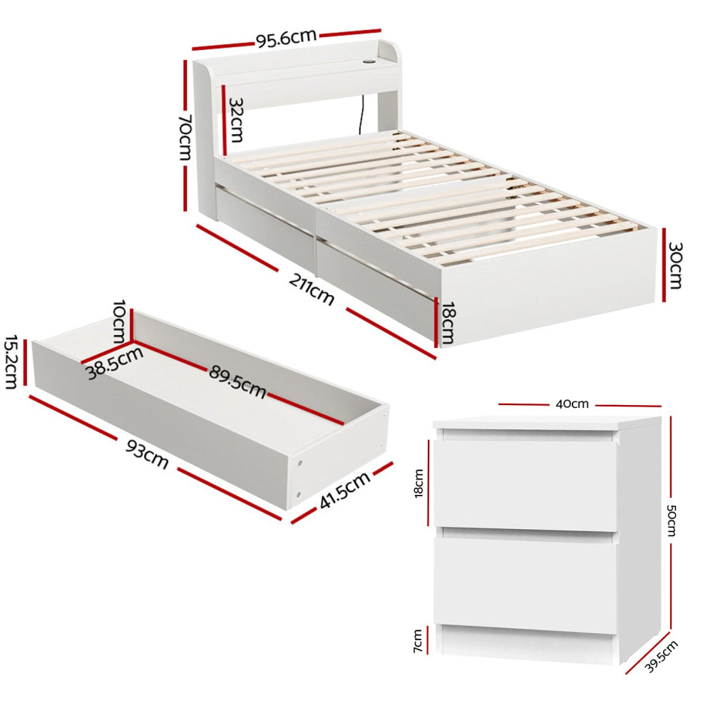 Single Bed Frame and Bedside Table Fast shipping On sale