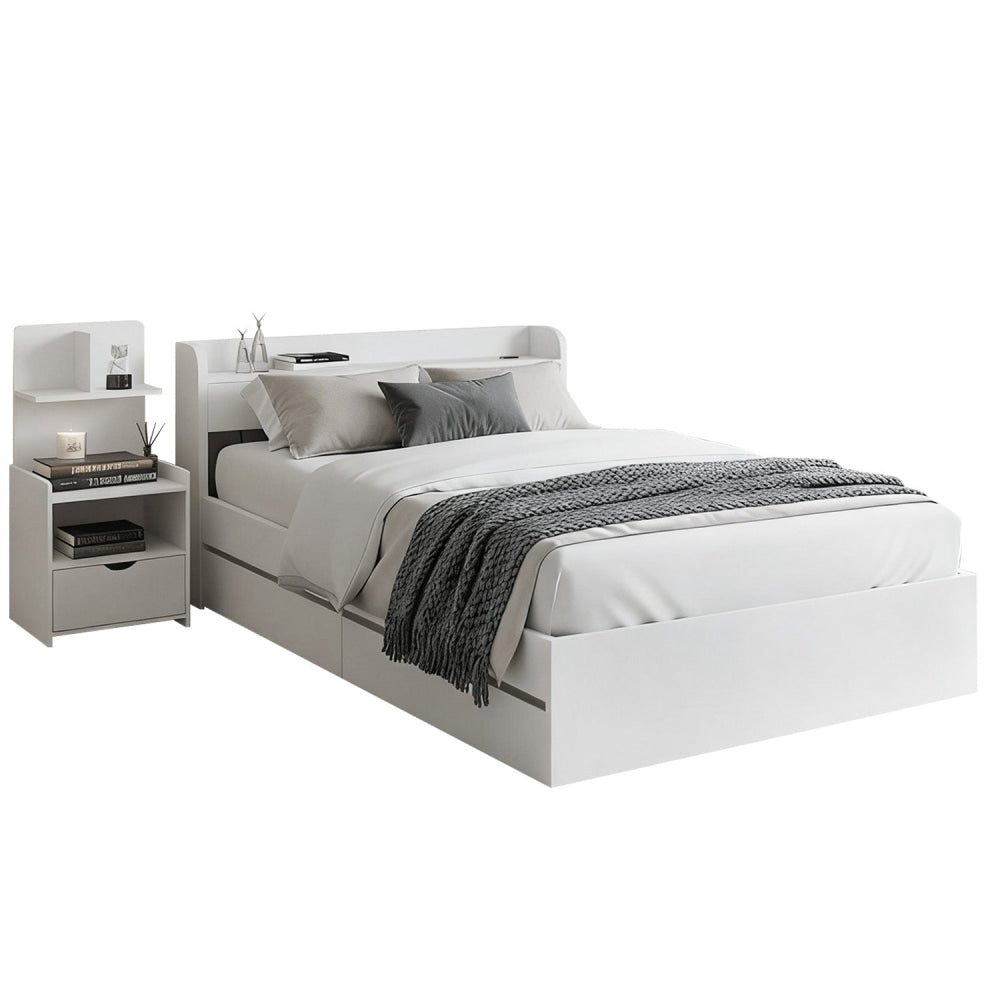 Single Bed Frame with Charging Ports and Bedside Table Fast shipping On sale