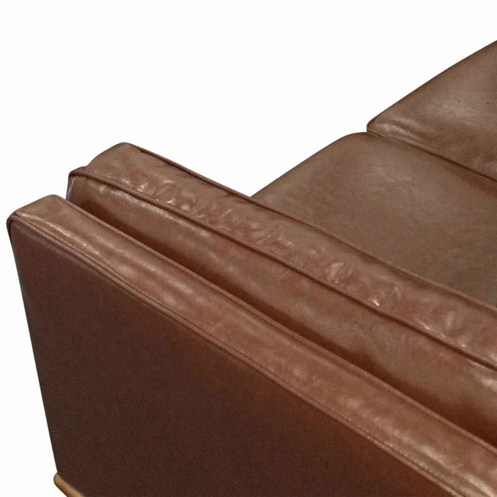 Single Seater Armchair Faux Leather Sofa Modern Lounge Accent Chair in Brown with Wooden Frame Fast shipping On sale