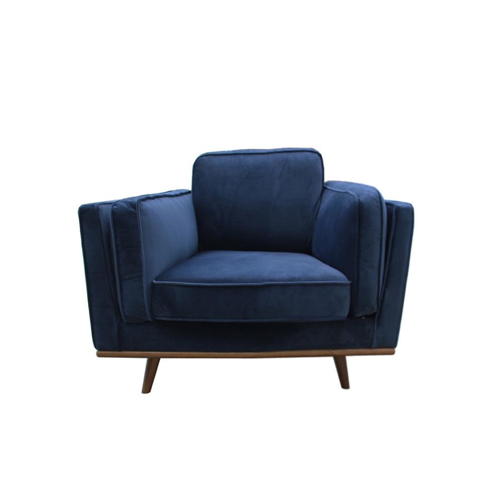 Single Seater Armchair Sofa Modern Lounge Accent Chair in Soft Blue Velvet with Wooden Frame Fast shipping On sale