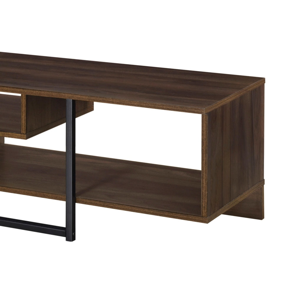 Sisley Wooden Entertainment Unit TV Stand 160cm W/ Floating Shelf - Walnut Fast shipping On sale