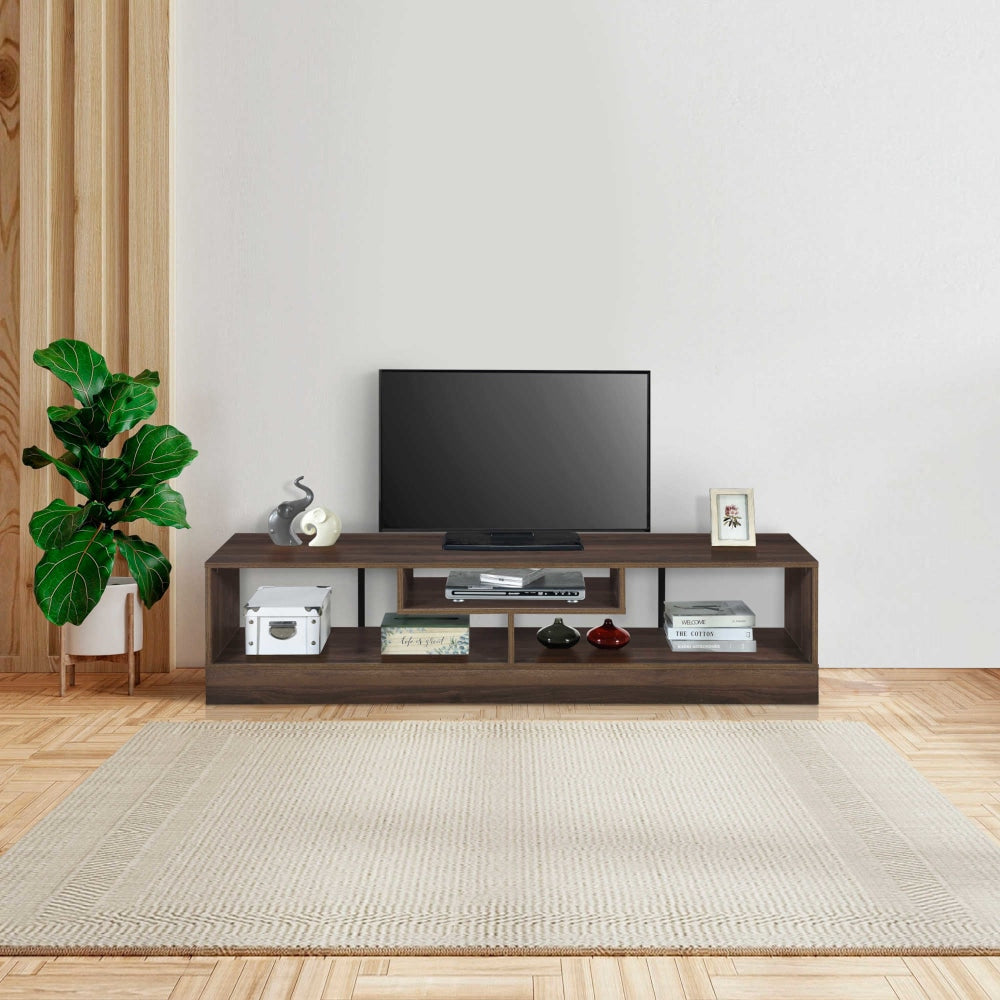 Sisley Wooden Entertainment Unit TV Stand 160cm W/ Floating Shelf - Walnut Fast shipping On sale