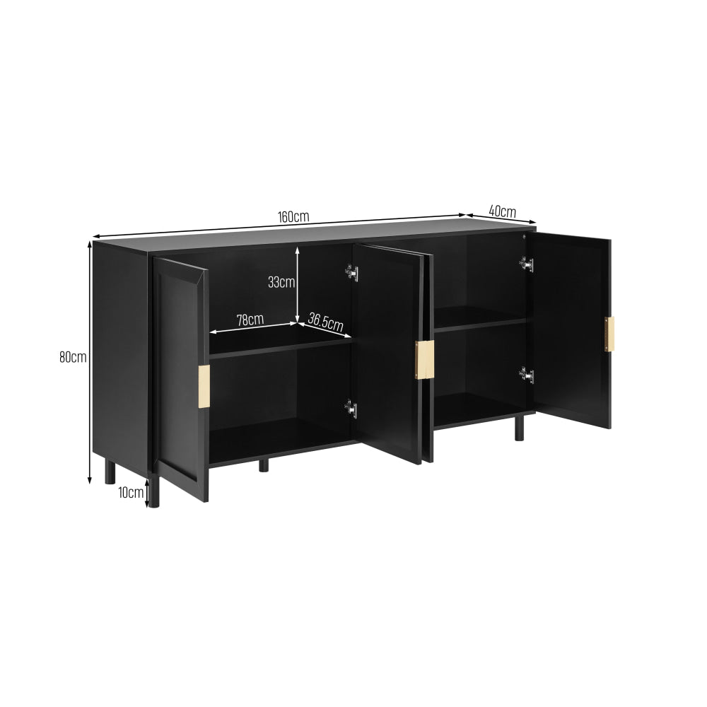 Sky Wooden Buffet Unit Sideboard Storage Cabinet 4-Doors Black & Fast shipping On sale