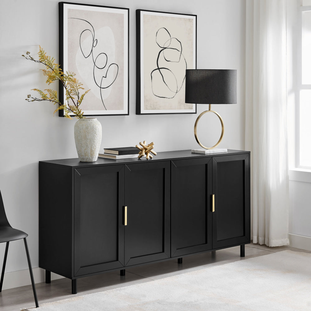 Sky Wooden Buffet Unit Sideboard Storage Cabinet 4-Doors Black & Fast shipping On sale