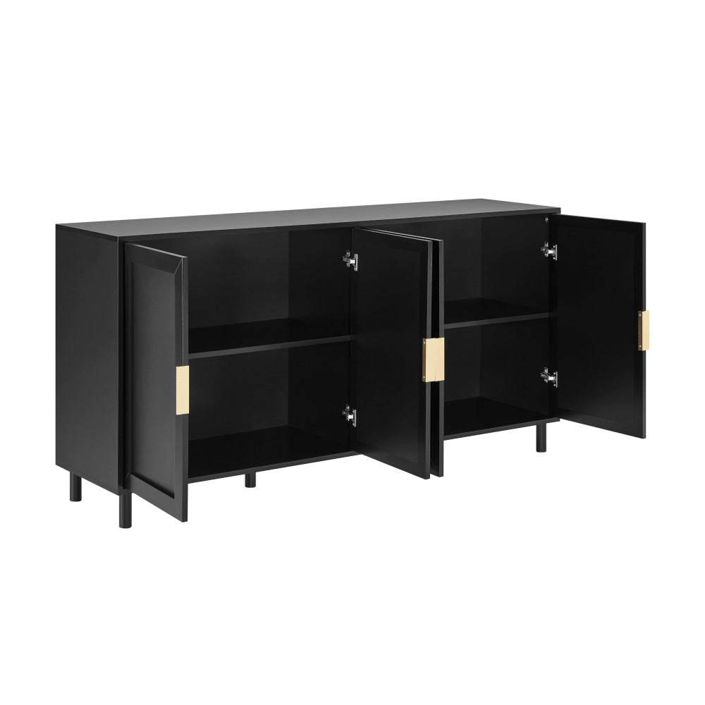 Sky Wooden Buffet Unit Sideboard Storage Cabinet 4-Doors Black & Fast shipping On sale