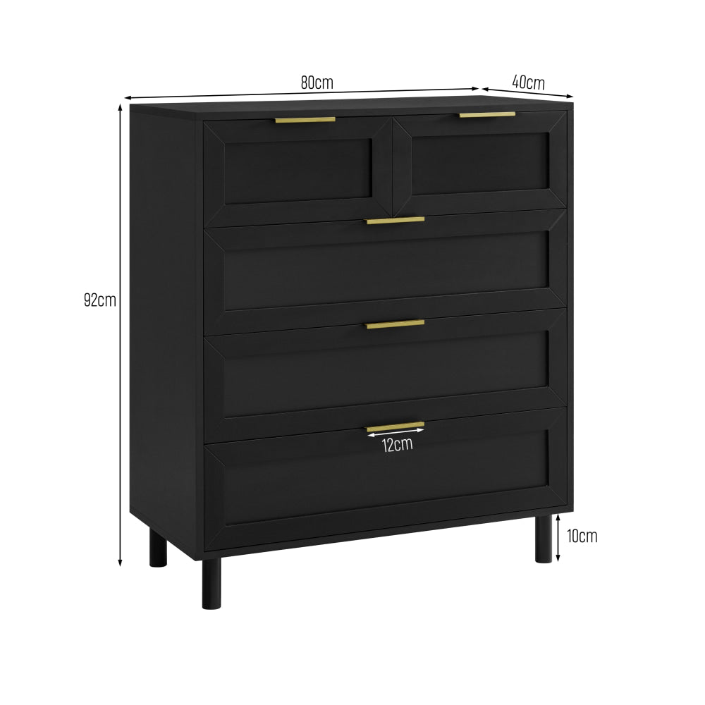Sky Chest Of 5-Drawers Tallboy Storage Cabinet Black Drawers Fast shipping On sale