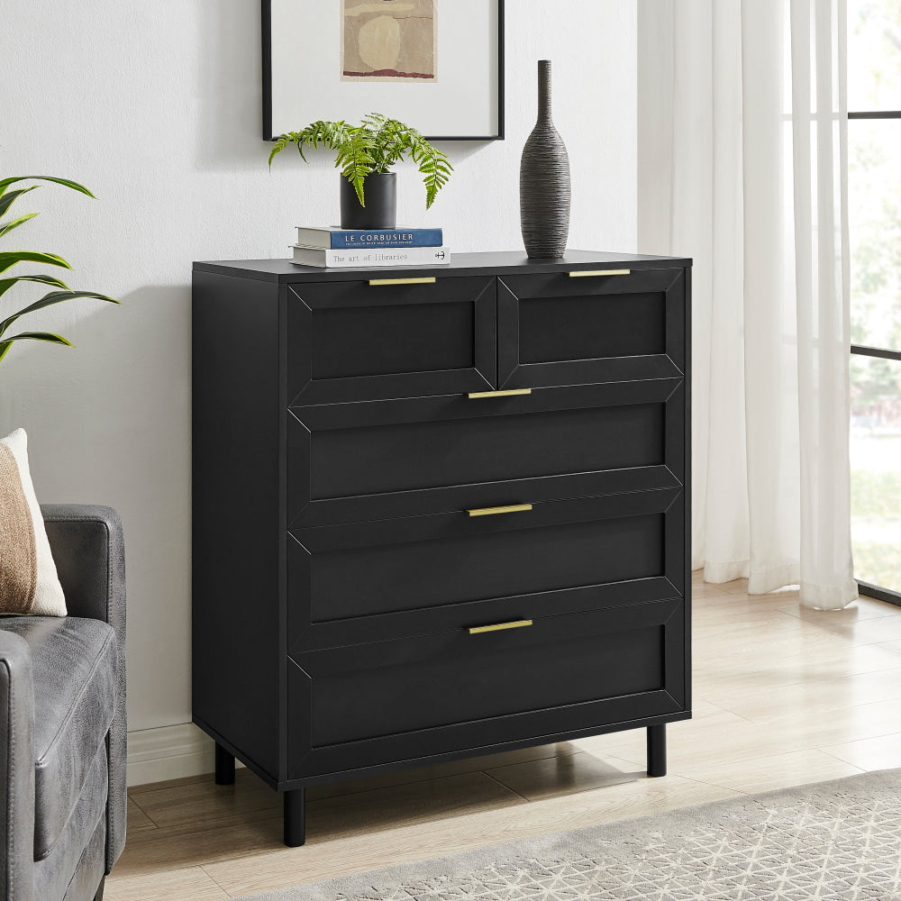 Sky Chest Of 5-Drawers Tallboy Storage Cabinet Black Drawers Fast shipping On sale
