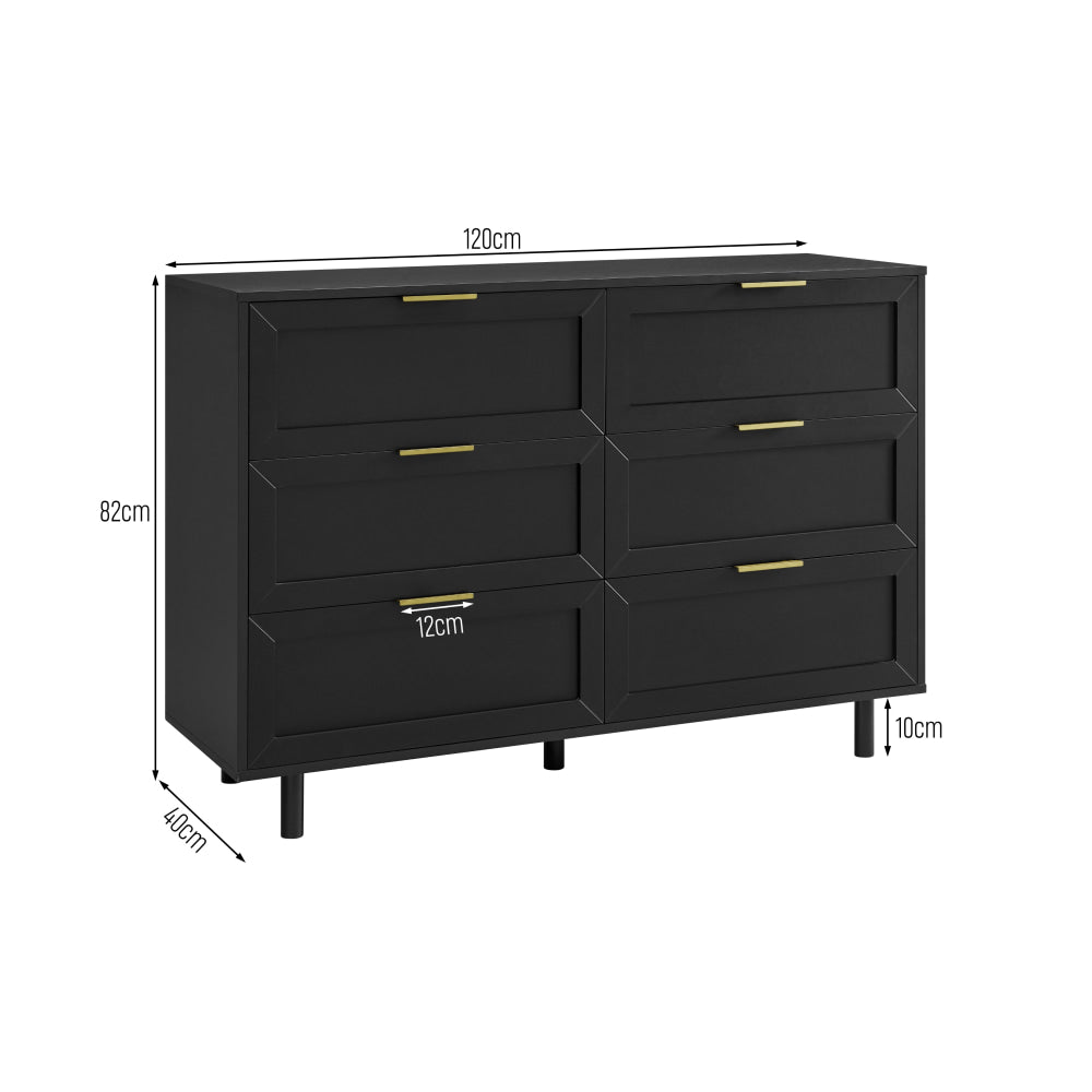 Sky Wooden Dresser Chest Of 6-Drawers Storage Cabinet Black Drawers Fast shipping On sale