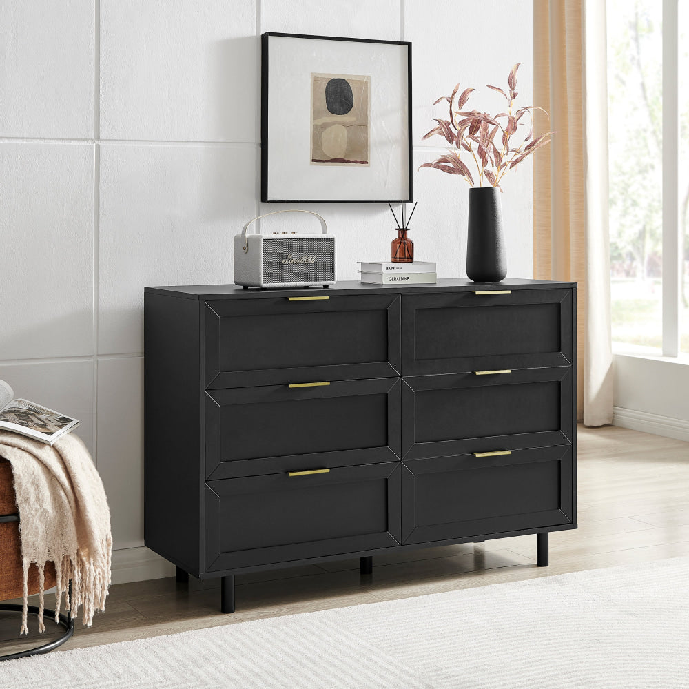 Sky Wooden Dresser Chest Of 6-Drawers Storage Cabinet Black Drawers Fast shipping On sale