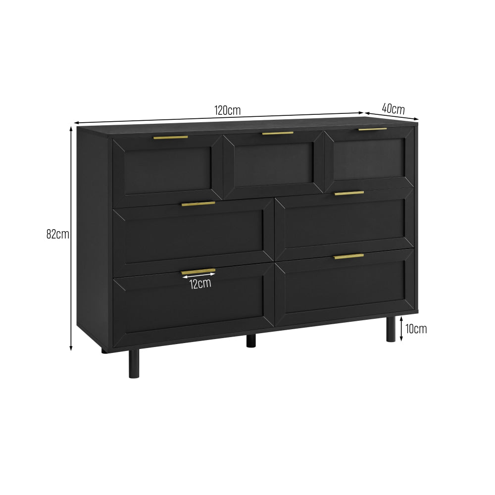 Sky Wooden Dresser Chest Of 7-Drawers Storage Cabinet Black Drawers Fast shipping On sale