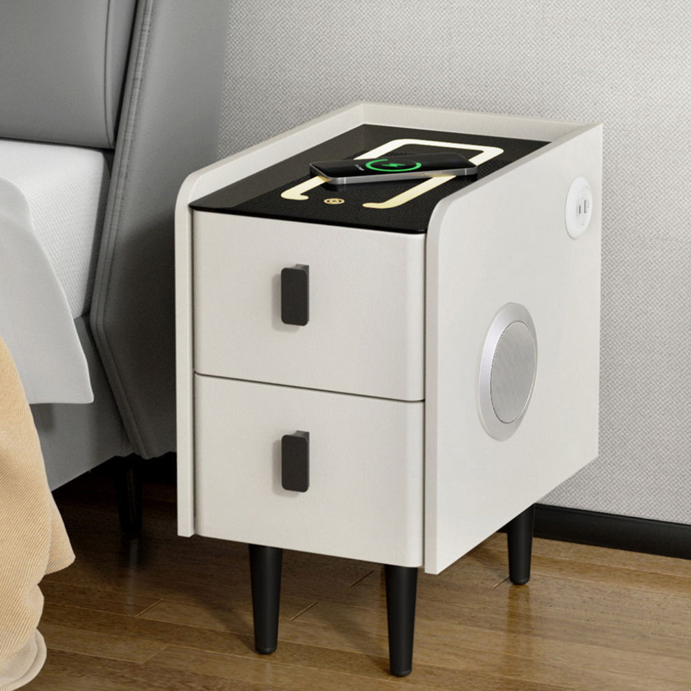 Smart Bedside Table with Wireless Charging - AIDA White Fast shipping On sale