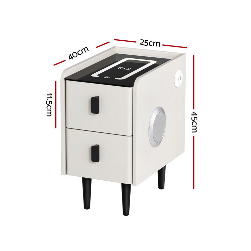 Smart Bedside Table with Wireless Charging - AIDA White Fast shipping On sale