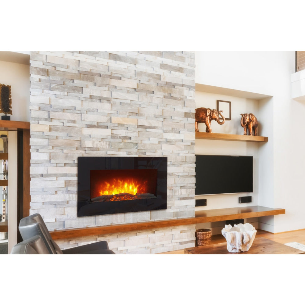 SmarterHome™ 2kW Electric Fireplace Heater with Log Effect Heaters Fast shipping On sale