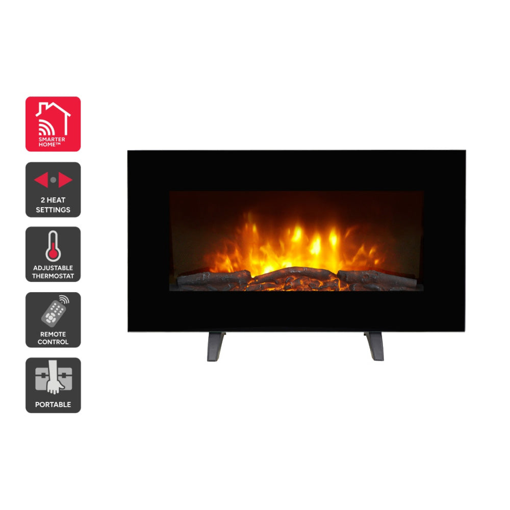 SmarterHome™ 2kW Electric Fireplace Heater with Log Effect Heaters Fast shipping On sale