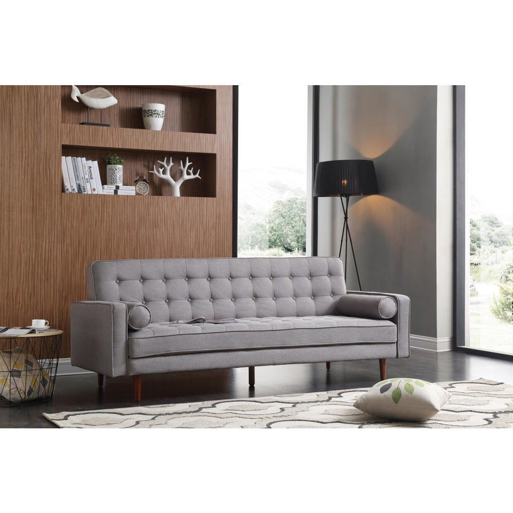 Sofa Bed 3 Seater Button Tufted Lounge Set for Living Room Couch in Fabric Grey Colour Fast shipping On sale