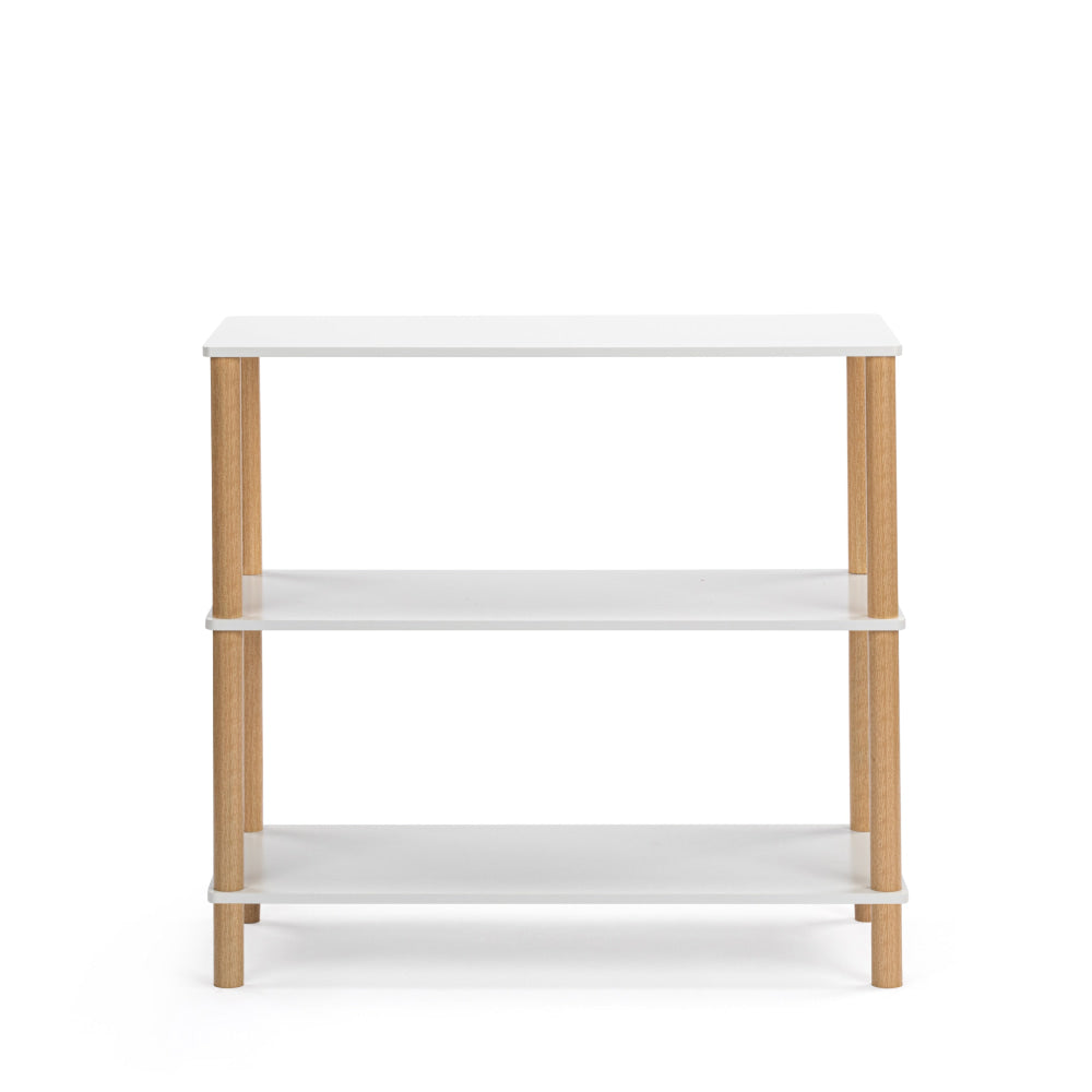 Sofie 3-Tier Bookcase Display Shelf Unit Storage Organizer - White/Oak Fast shipping On sale