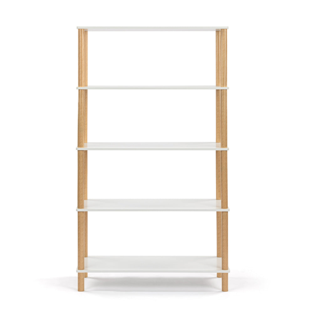 Sofie 5-Tier Bookcase Display Shelf Unit Storage Organizer - White/oak Fast shipping On sale