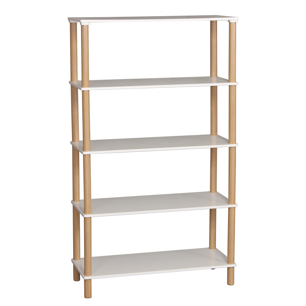 Sofie 5-Tier Bookcase Display Shelf Unit Storage Organizer - White/oak Fast shipping On sale