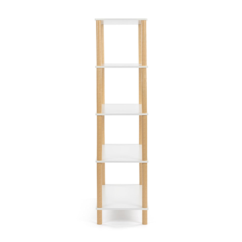 Sofie 5-Tier Bookcase Display Shelf Unit Storage Organizer - White/oak Fast shipping On sale