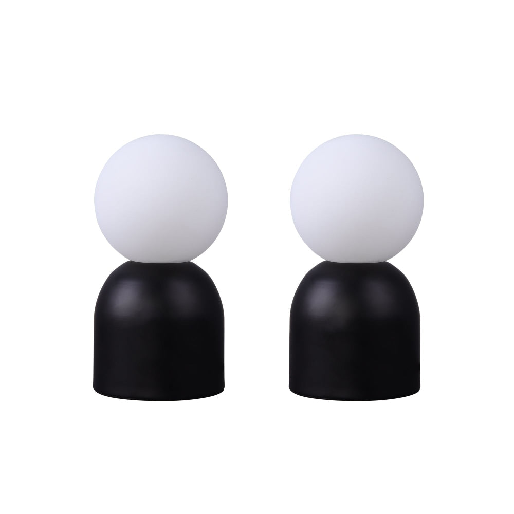 Soft Glow Set of 2 Touch Table Lamp Light Minimalist Classic Round Glass Shade - Black Fast shipping On sale