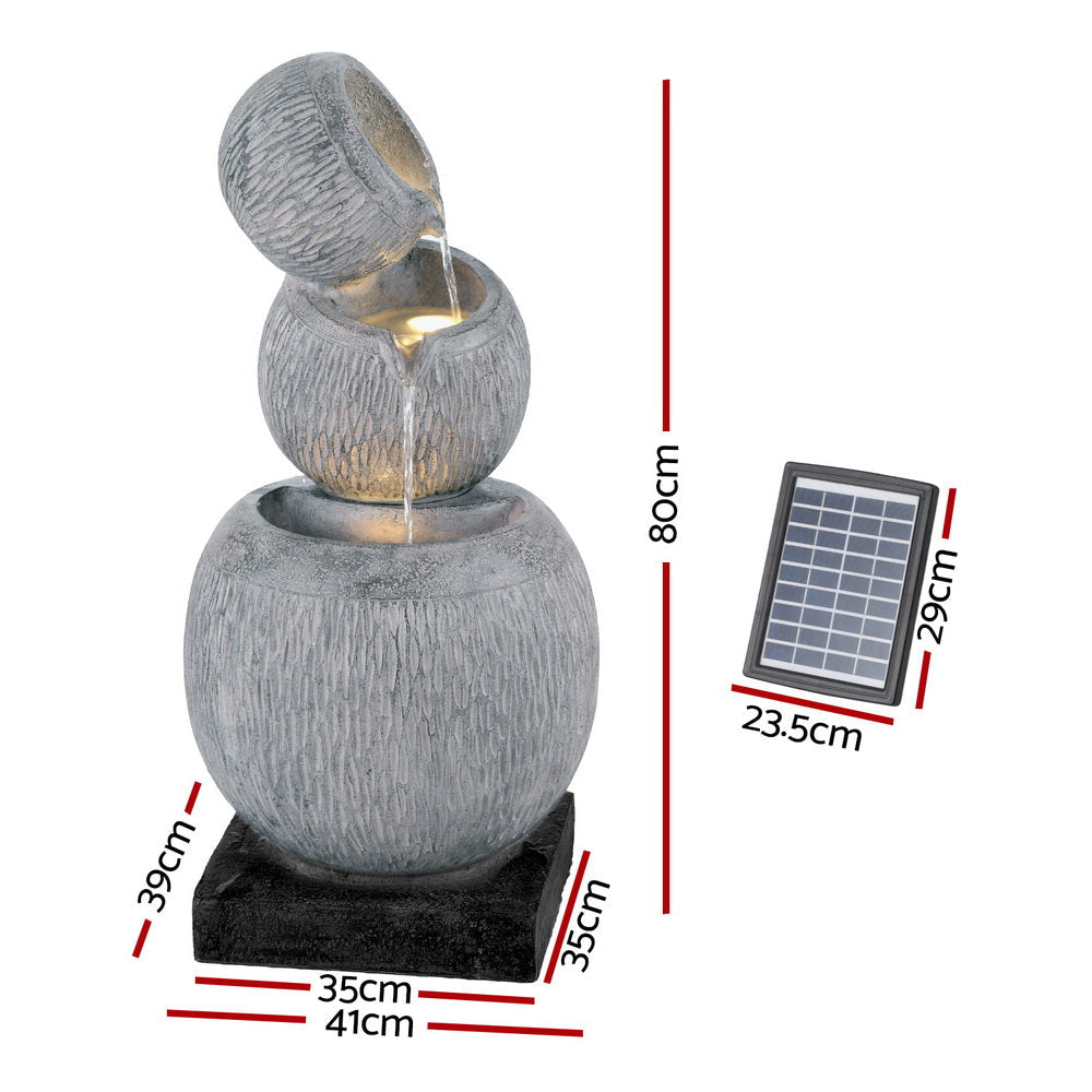 Solar Fountain Water Feature Bird Bath Garden LED Light 80CM Grey Outdoor Decor Fast shipping On sale