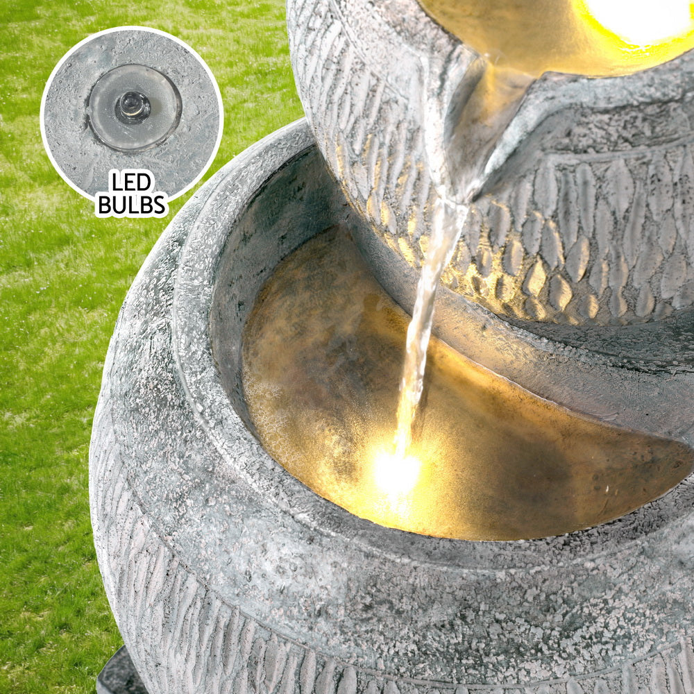 Solar Fountain Water Feature Bird Bath Garden LED Light 80CM Grey Outdoor Decor Fast shipping On sale