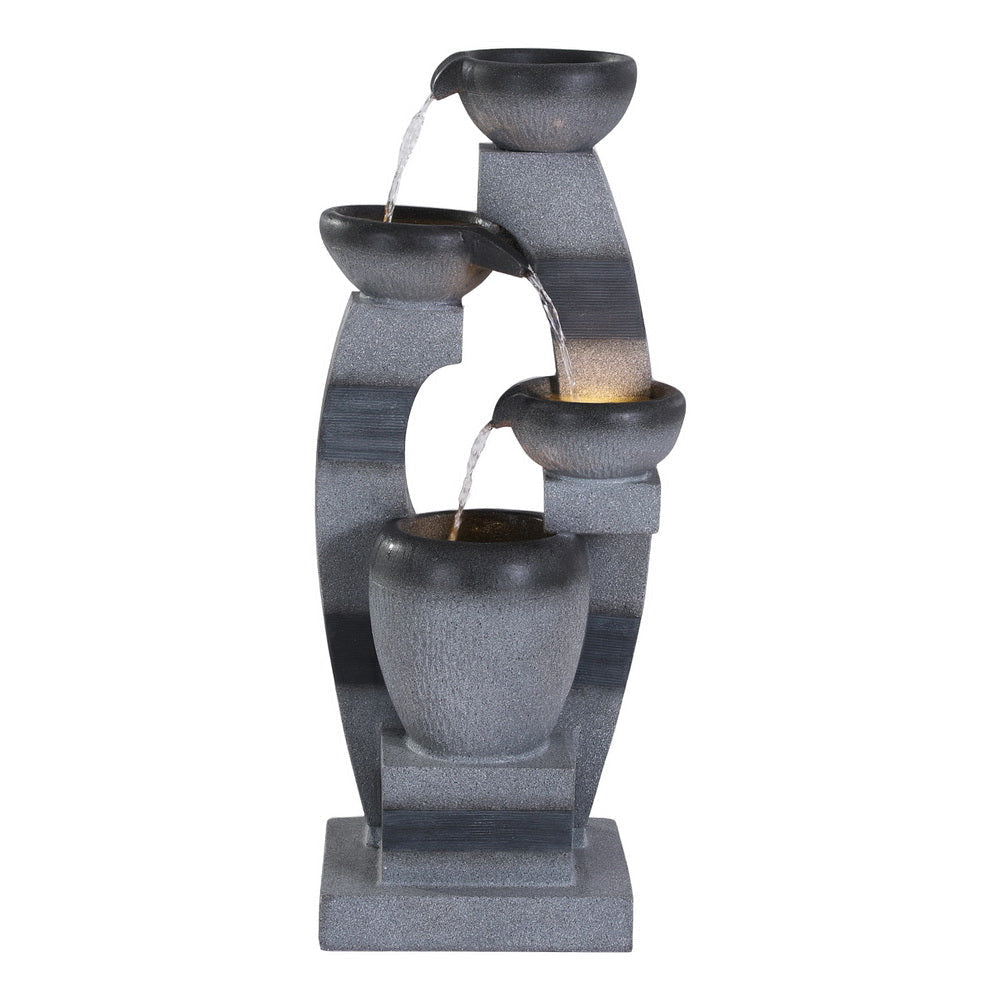 Solar Fountain Water Feature Outdoor Indoor 3-Tier Bowl Cascading Grey Decor Fast shipping On sale