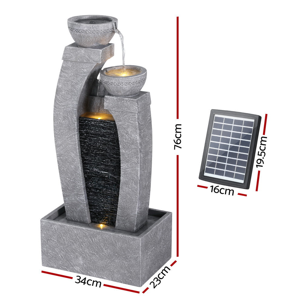 Solar Fountain Water Feature Outdoor Indoor 3-Tier Cascading Grey Decor Fast shipping On sale