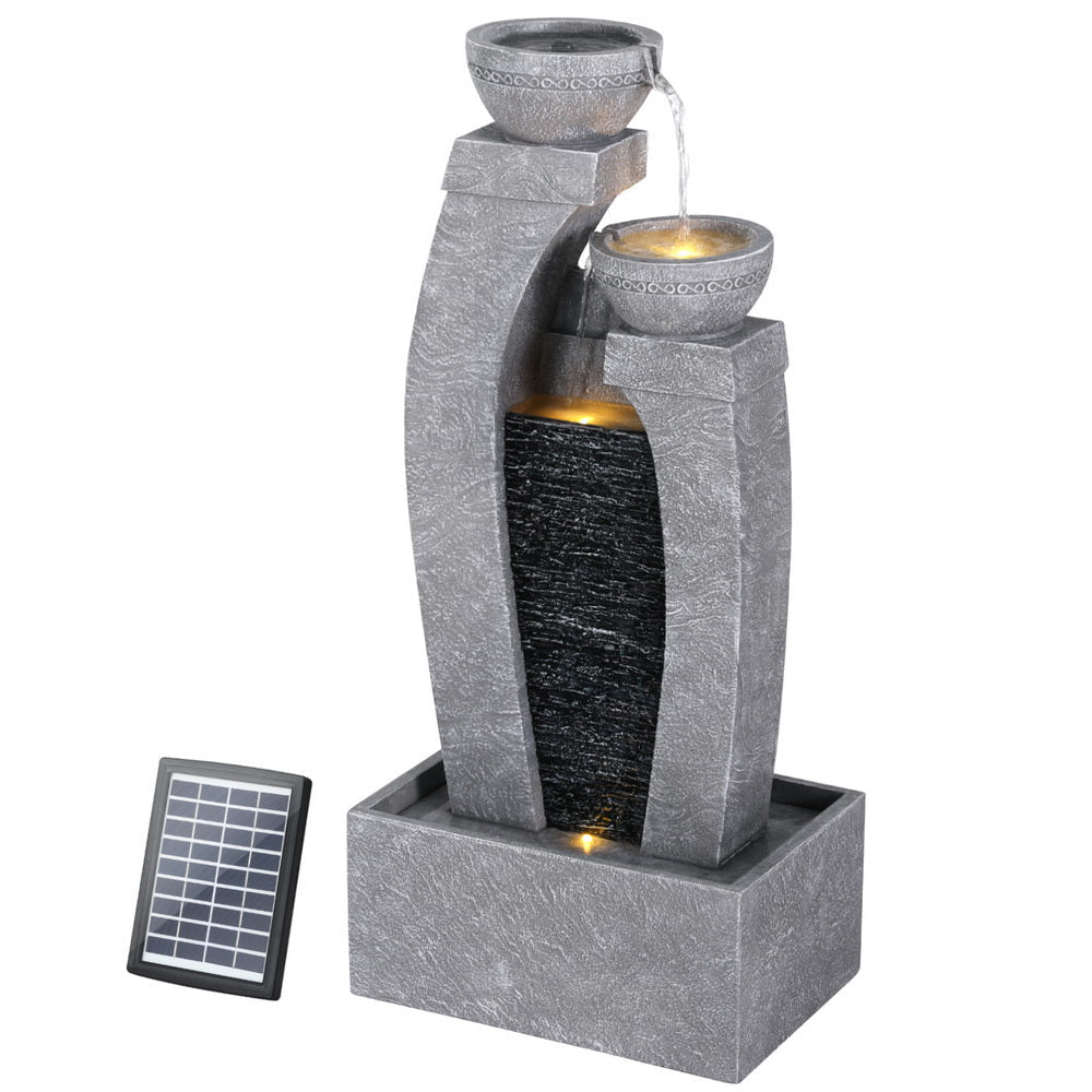 Solar Fountain Water Feature Outdoor Indoor 3-Tier Cascading Grey Decor Fast shipping On sale