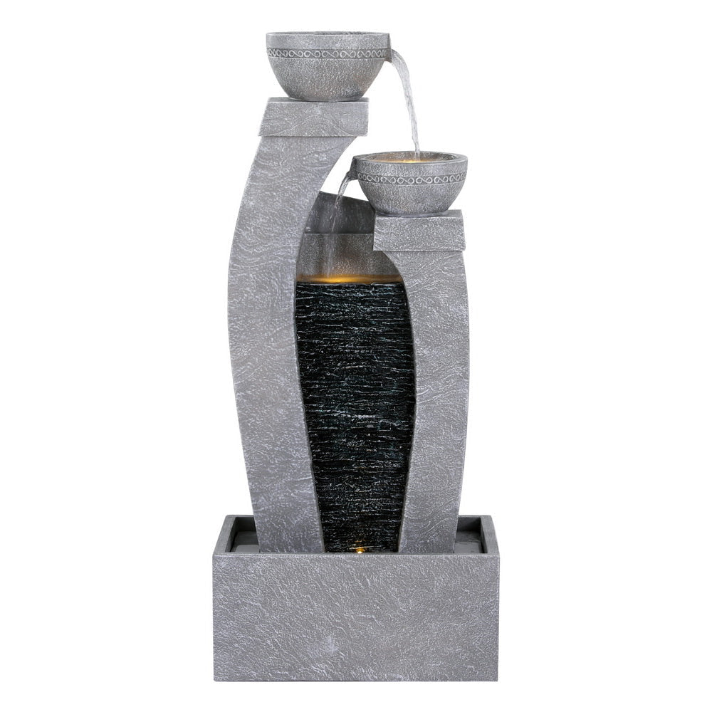 Solar Fountain Water Feature Outdoor Indoor 3-Tier Cascading Grey Decor Fast shipping On sale
