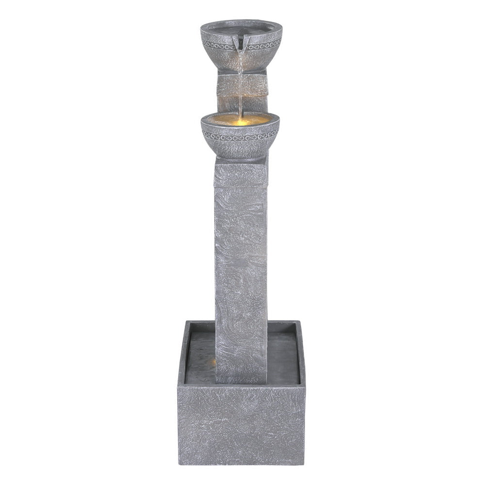 Solar Fountain Water Feature Outdoor Indoor 3-Tier Cascading Grey Decor Fast shipping On sale