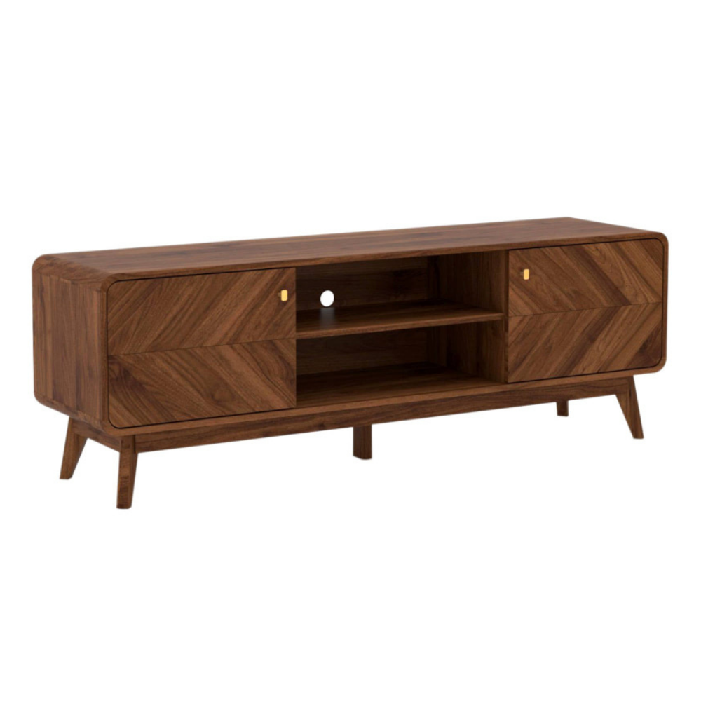 Somi Lowline TV Stand Entertainment Unit 160cm W/ 2-Doors Walnut Fast shipping On sale