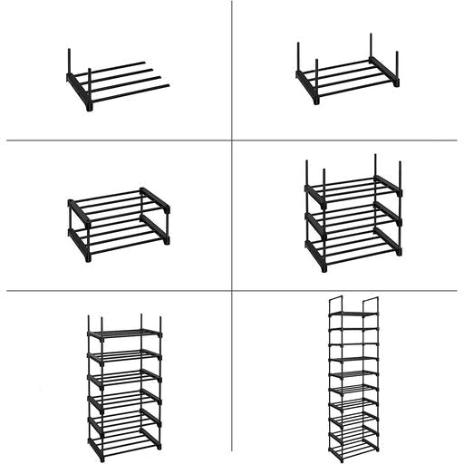 Songmics 10-Tier Metal Shoe Rack Customizable Design - Black Cabinet Fast shipping On sale