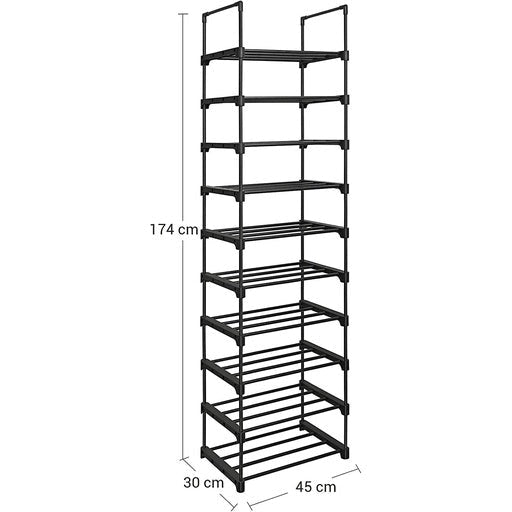 Songmics 10-Tier Metal Shoe Rack Customizable Design - Black Cabinet Fast shipping On sale