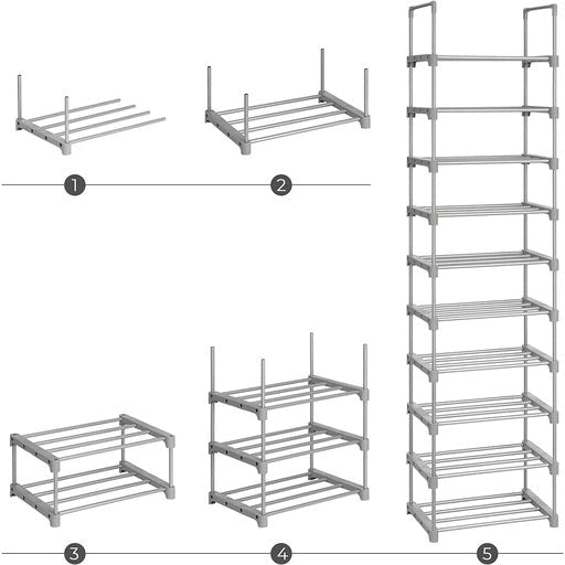 Songmics 10-Tier Metal Shoe Rack Customizable Design - Grey Cabinet Fast shipping On sale